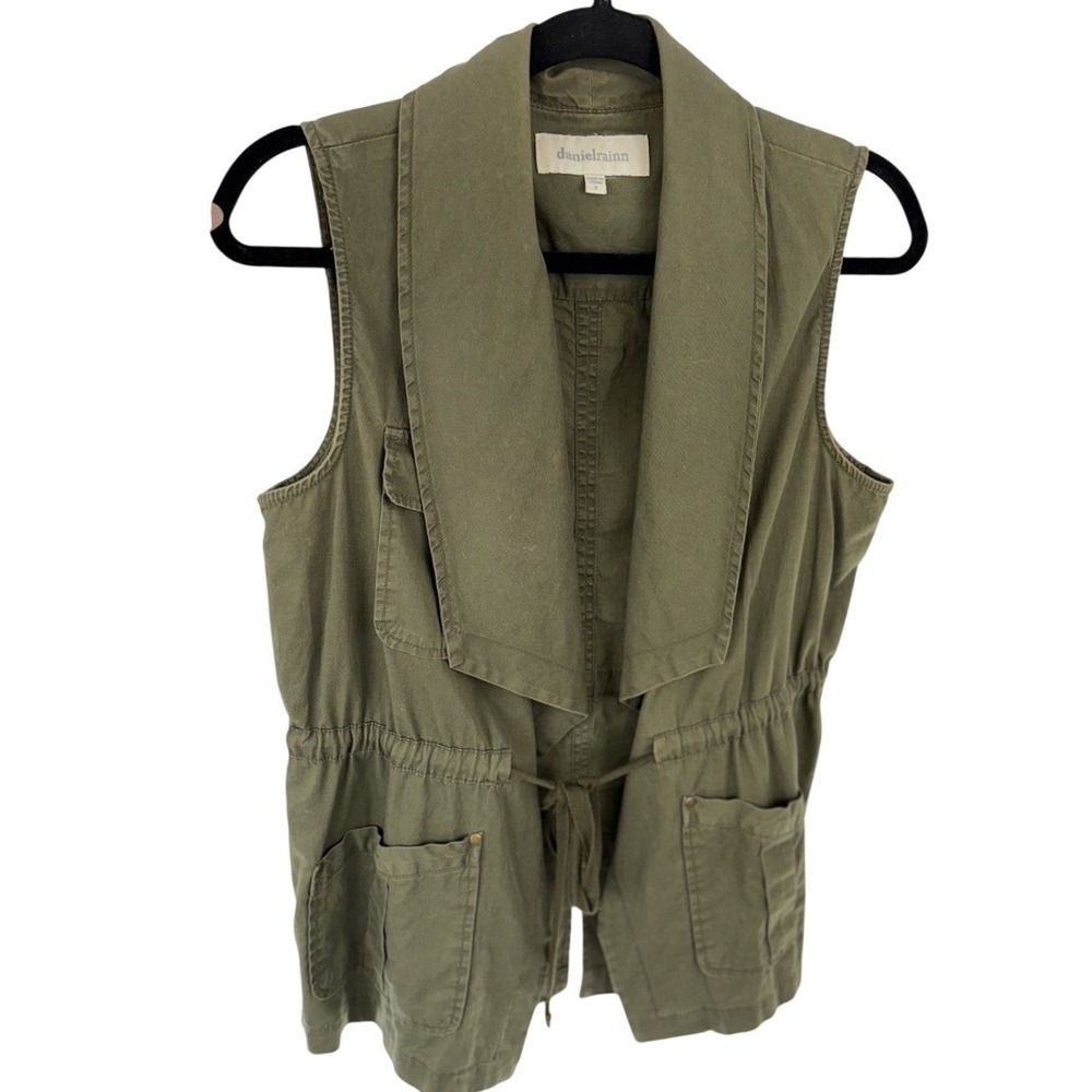Anthropologie Daniel Rain Cargo Vest Olive Green Utility Pockets Gorpcore Boho S